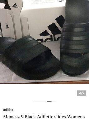Mens sz 9 Black Adilette slides Womens sz 10 new with box Sandals unisex shoes